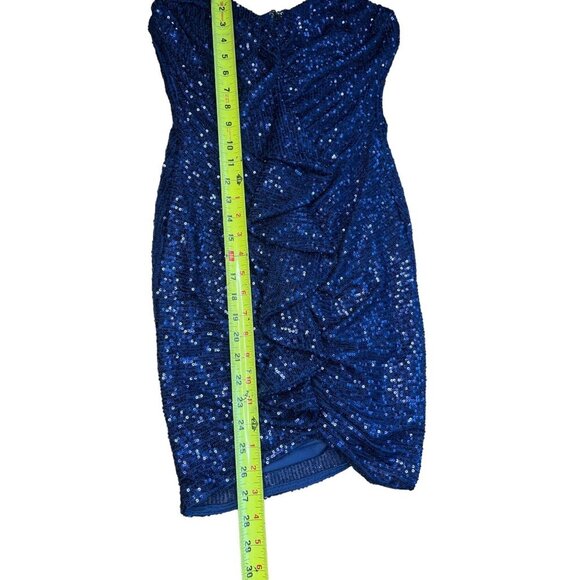 Cefian Blue Sequin Mini Dress With Adjustable Straps & Back Zipper Size M - Picture 4 of 8